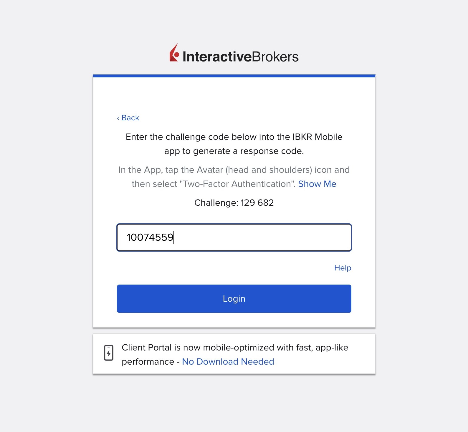 Code de réponse 2FA saisi
